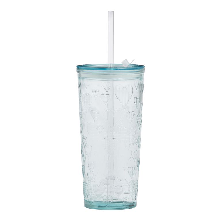 Drinking Glasses with Straws (Set of 2,24 oz) - Glass Cups with Glass Straws