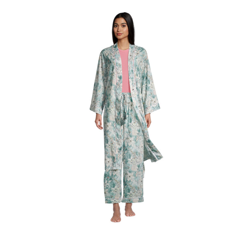 Evangeline Bouquet Blue Watercolor Pajama Collection image number 1