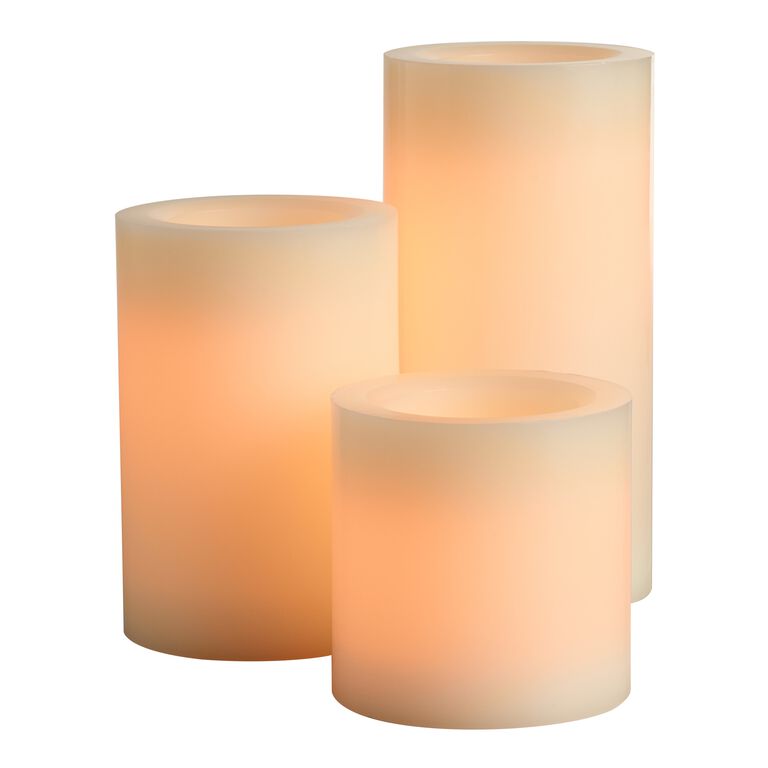 Flameless Wax Candle 3W by 8H Ivory Pillar - Remote Ready 