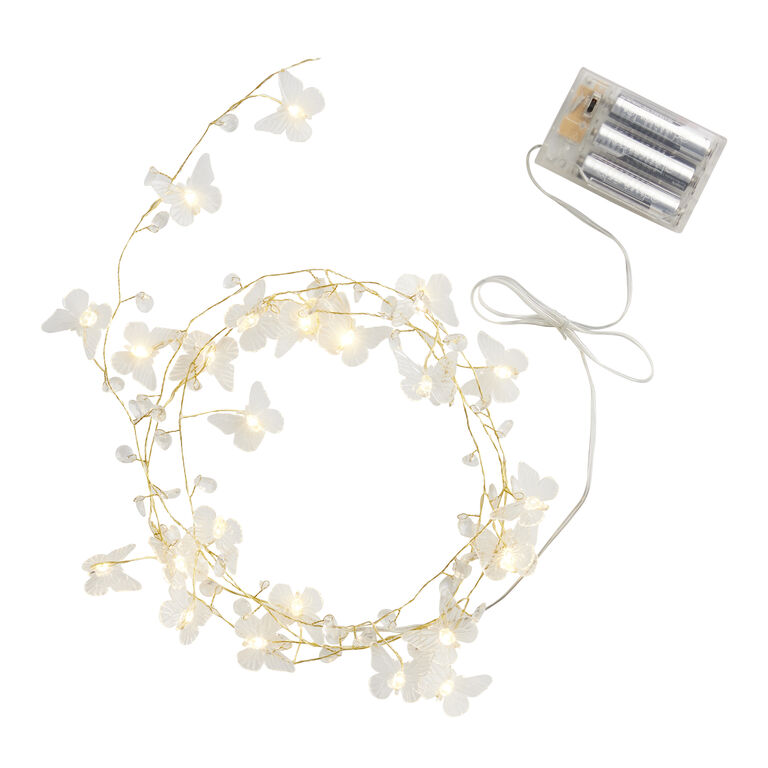 Clear Butterfly Micro LED 24 Bulb Battery Operated String Lights ...