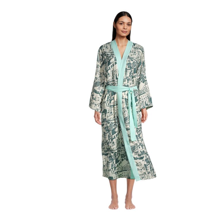 Villa Vista Teal And White Robe image number 1