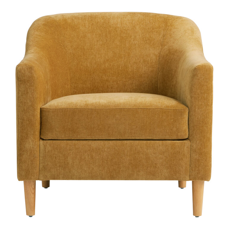 Sacha Golden Yellow Chenille Slope Arm Upholstered Chair image number 3