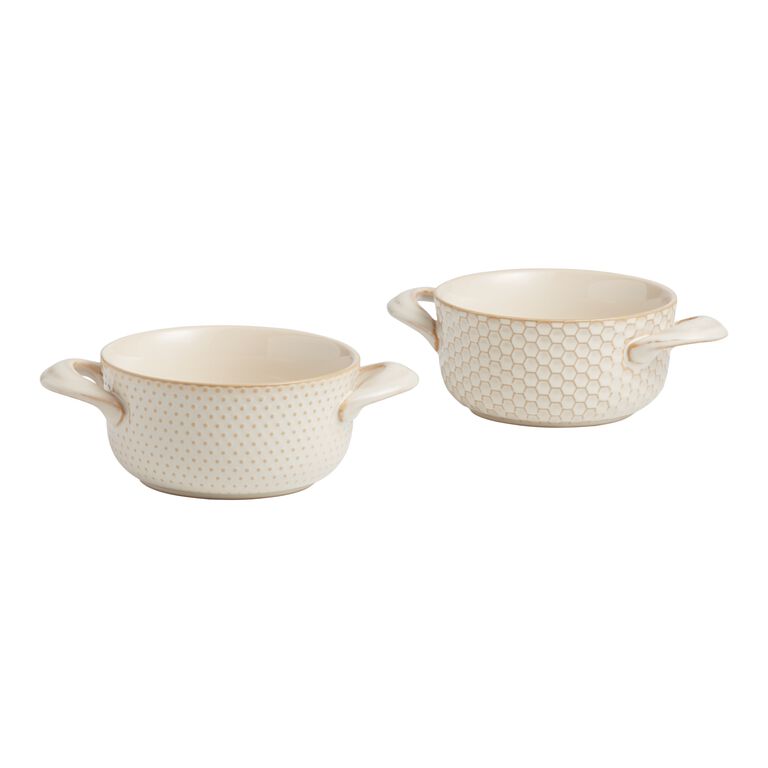 Bake & Serve - Large Ceramic Soup Bowls With Handles and Lids - 30 Ounce -  Set of 2