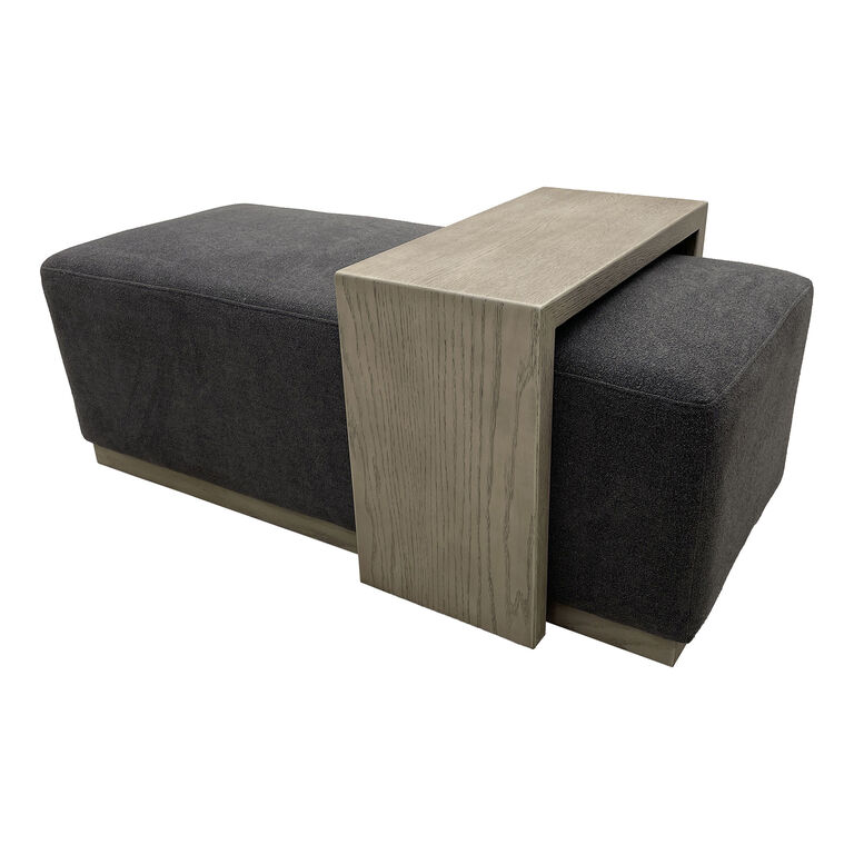 Beechen Upholstered Bench with Rolling Oak Wood Table image number 1