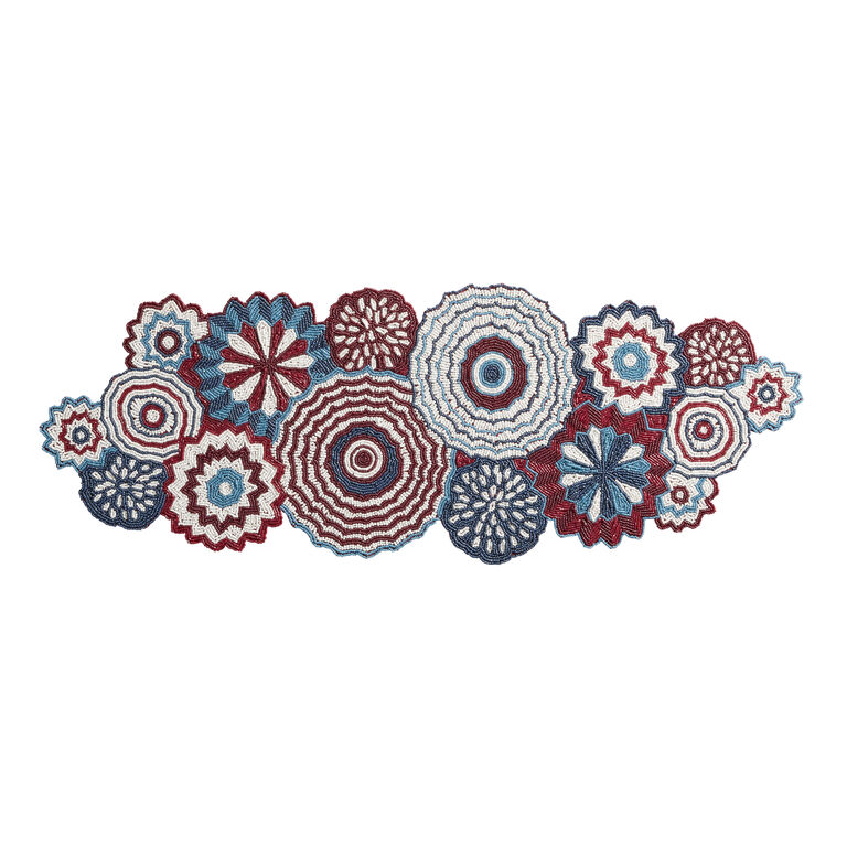 Red, White and Blue Fireworks Beaded Table Runner image number 1