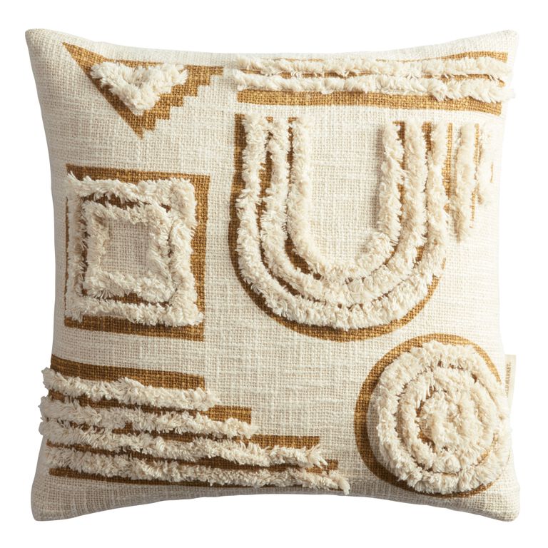 Amber and Ivory Wavy Checkered Throw Pillow - World Market