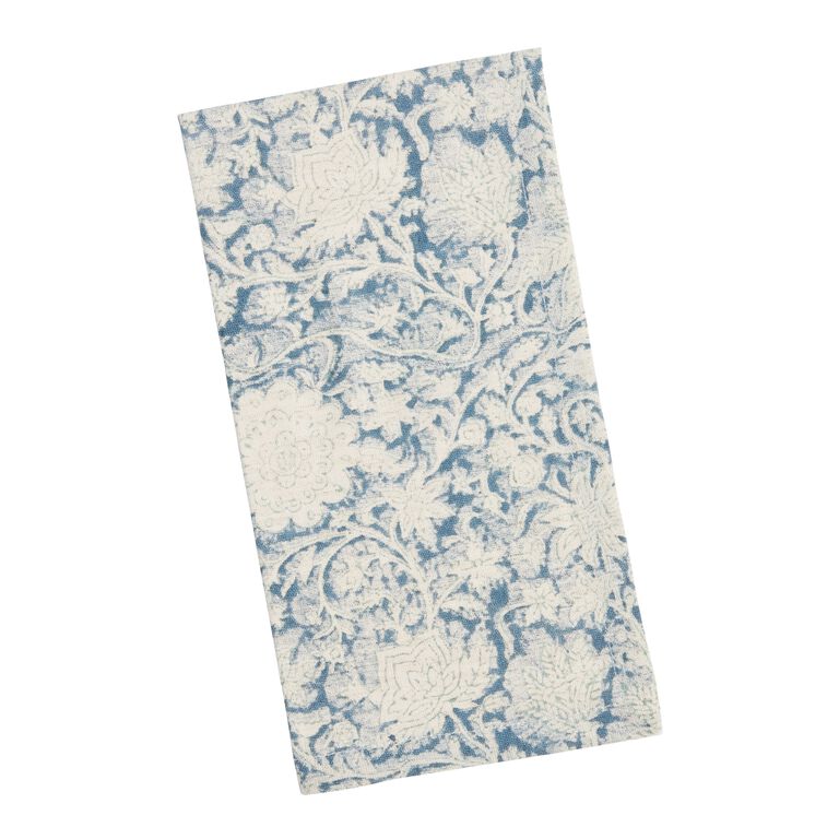Blue and Ivory Floral Print Napkins Set of 4 - World Market