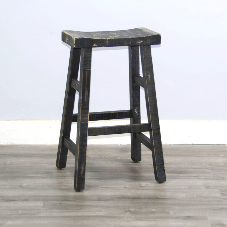 Sunny Mahogany Wood Saddle Seat Backless Barstool 2 Piece Set image number 3