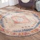 Beso Round Ivory and Red Distressed Jute Blend Area Rug image number 3