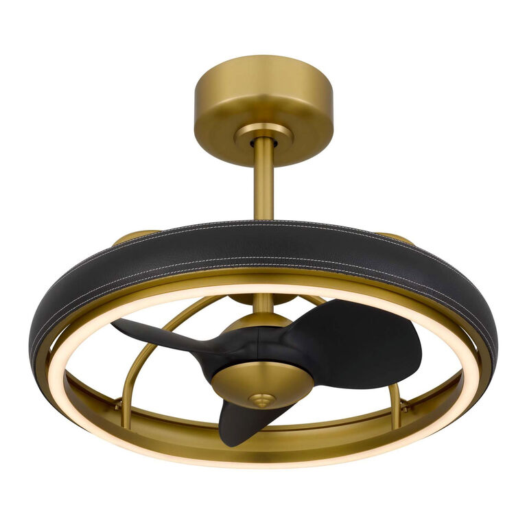 Hanson Antique Brass and Black Metal Ceiling Light with Fan image number 1
