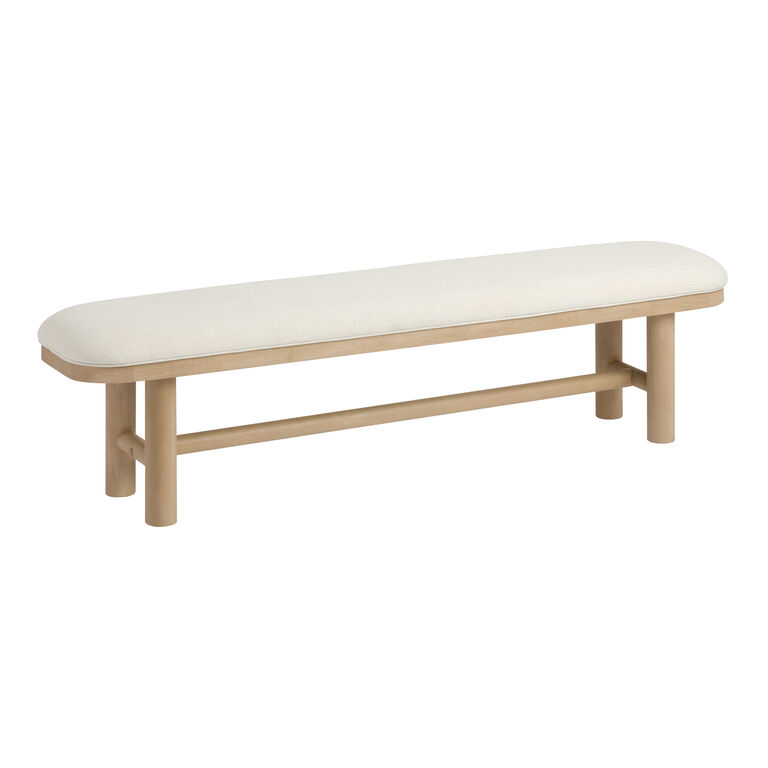 Marin Rounded Wood Pillar Leg Upholstered Dining Bench image number 1