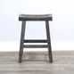 Sunny Mahogany Wood Saddle Seat Backless Counter Stool 2 Piece Set image number 1