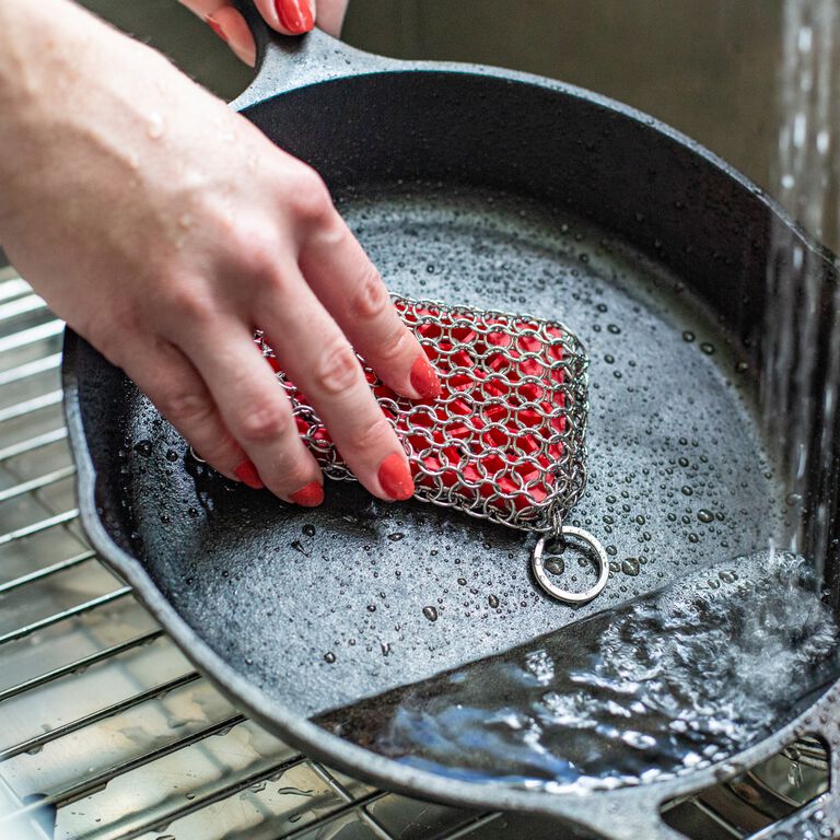 Cast Iron Skillet Cleaner Chainmail Scrubber Brush Chain Cleaning Sponge  Tool