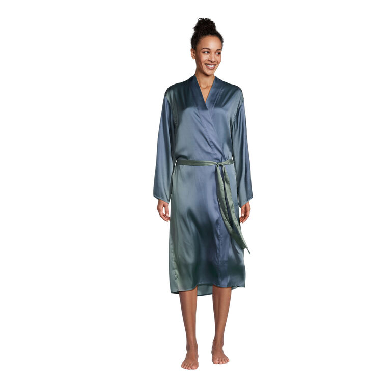 Blue And Green Ombre Satin Robe - World Market