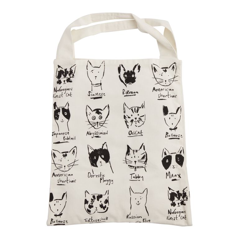 Art Studio - Cat Tote - Black and White Illustrated Cats Shopper - Natural  Pet Pantry