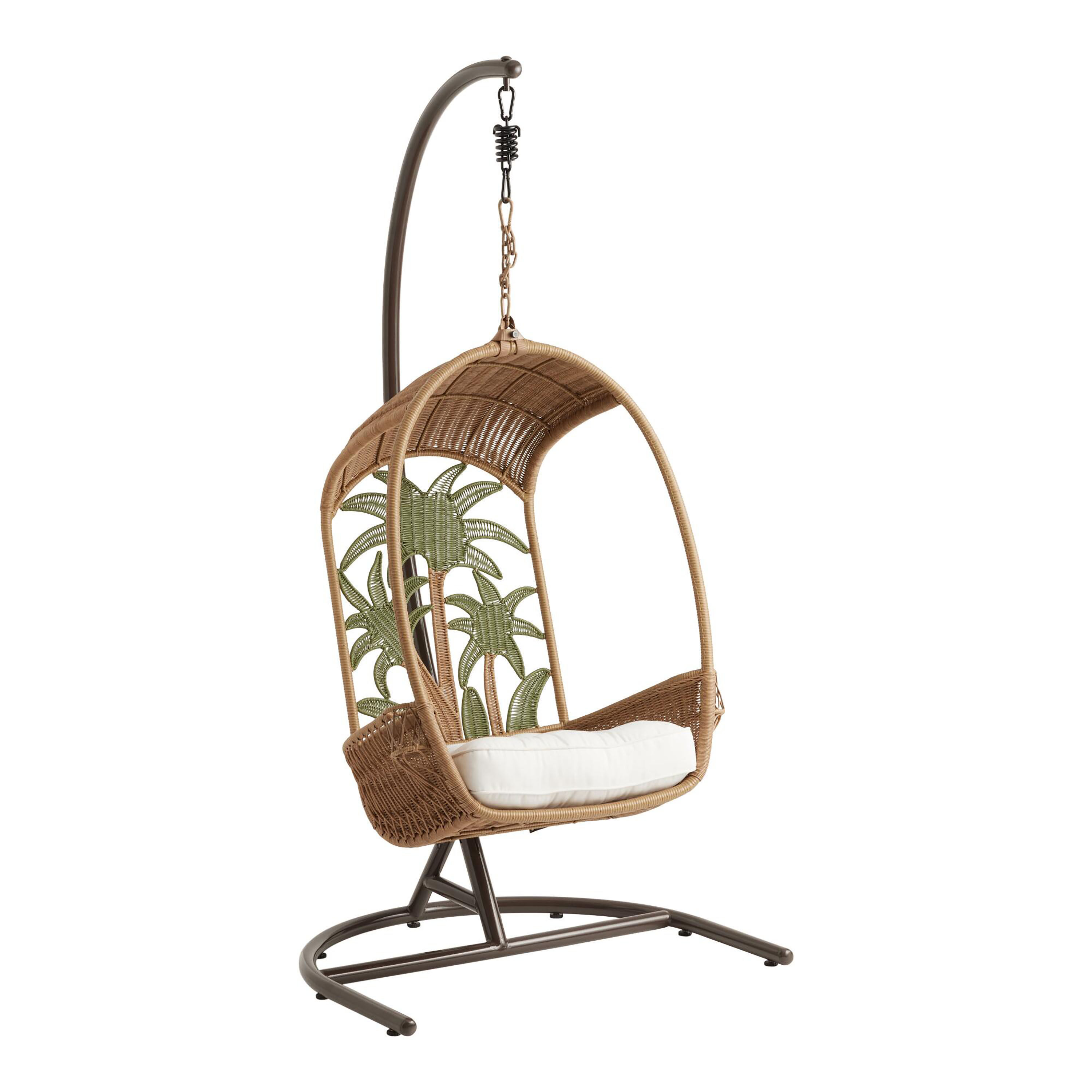 Belham living bali resin wicker hanging egg cheap chair with cushion and stand