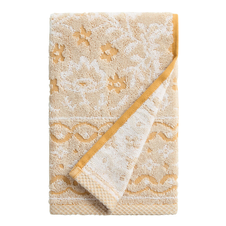 Leny Golden Yellow Floral Terry Cotton Towel Collection image number 3
