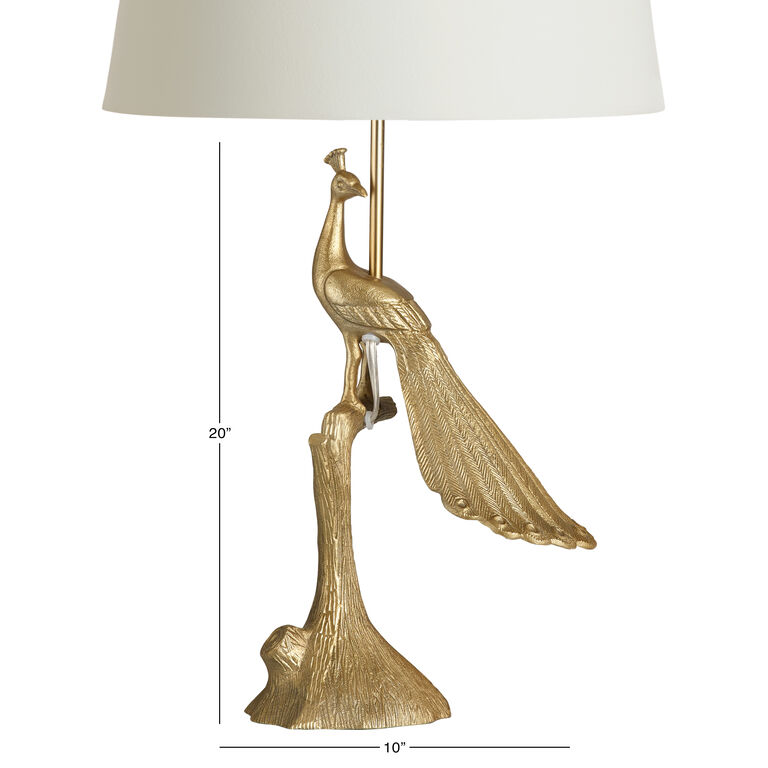 Brass Art Deco Peacock Table Lamp Base image number 5