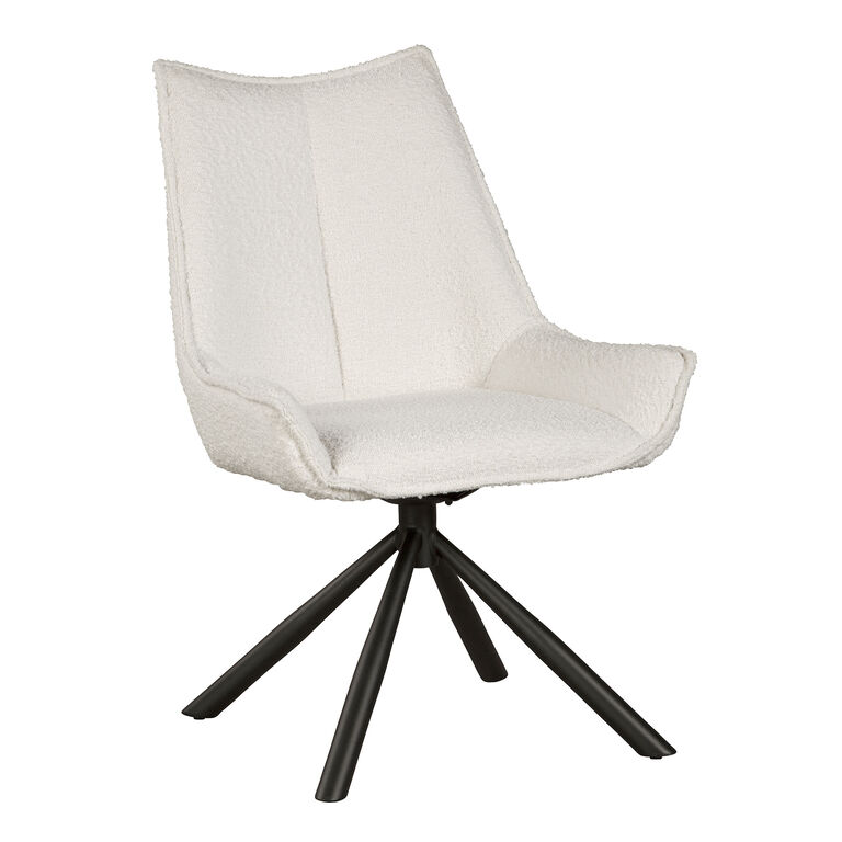 Stewart Ivory Boucle Upholstered Swivel Dining Chair image number 1