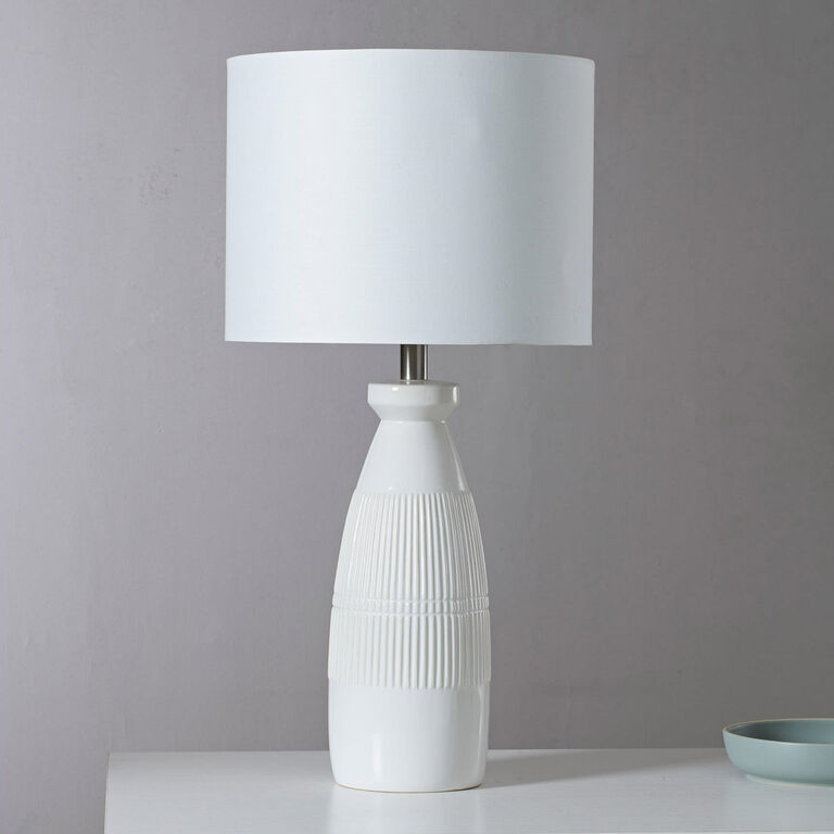 Cedric Off White Textured Ceramic LED Table Lamp image number 2