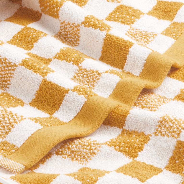 Checkered Bath Towel in Yellow Taro - Rumi Living