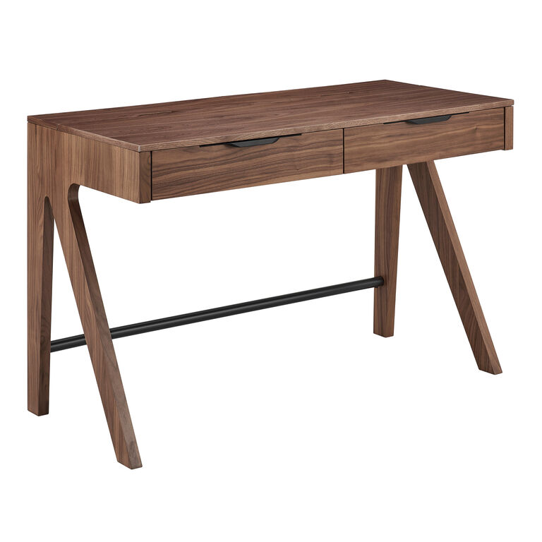 Baker Walnut Brown Wood Desk with Drawers image number 1
