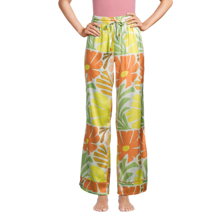 Multicolor Satin Retro Floral Pajama Collection image number 3