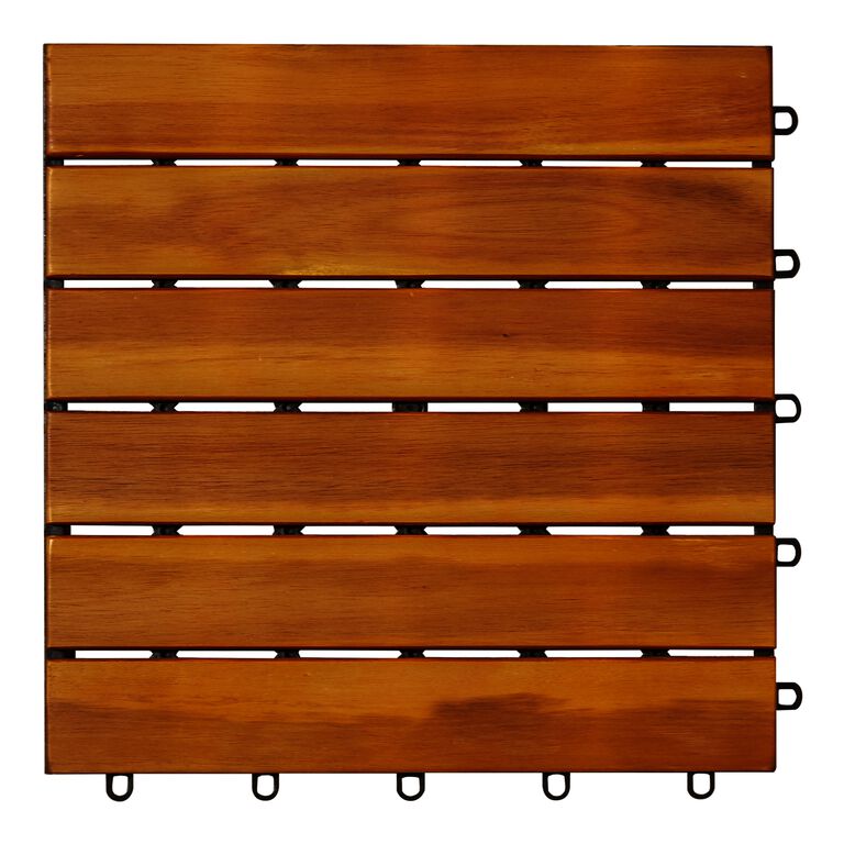 Acacia Wood 6-Slat Interlocking Deck Tiles, 10-Count - World Market