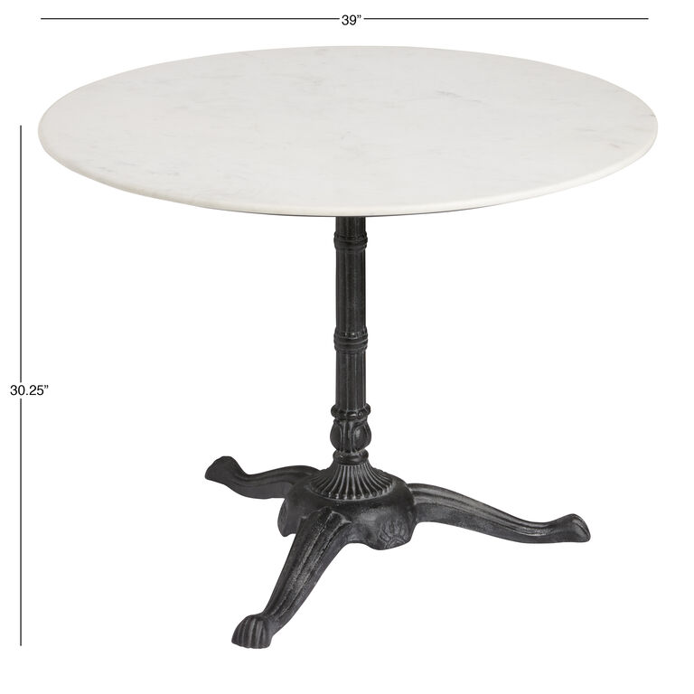 Jeanne Round White Marble Top and Black Metal Bistro Table image number 6