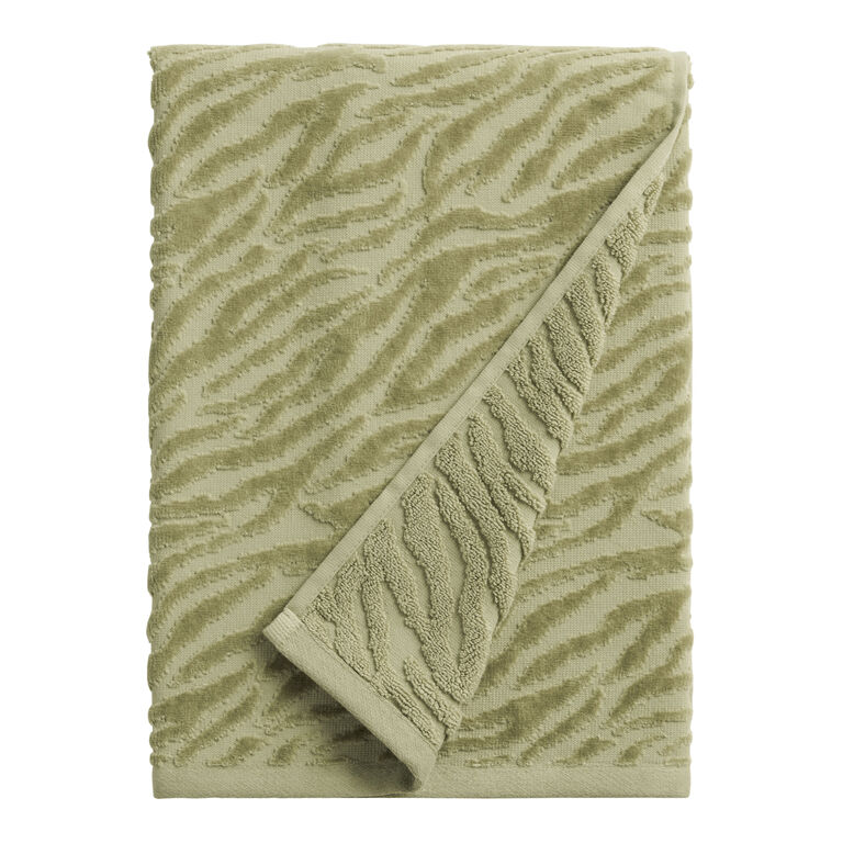 Helga Sage Green Sculpted Zebra Bath Towel Collection image number 2