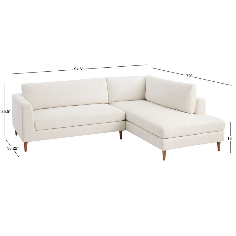 Camile Ivory Right Facing Sectional Sofa image number 6