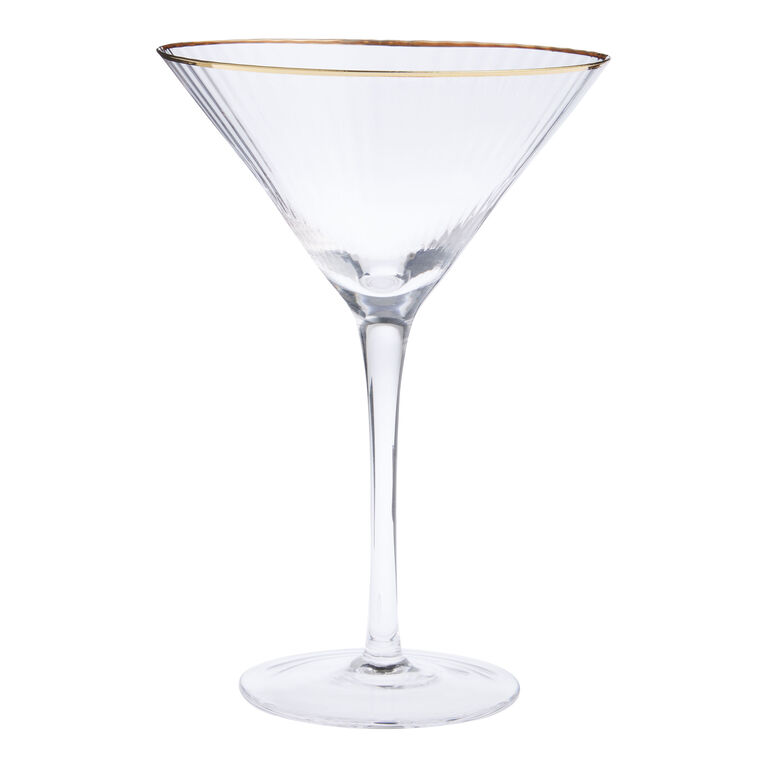 Gold Rim Ribbed Martini Glass image number 1