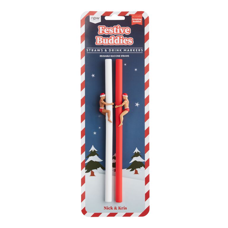  60 Pieces Christmas Straws Plastic Reusable Straw with