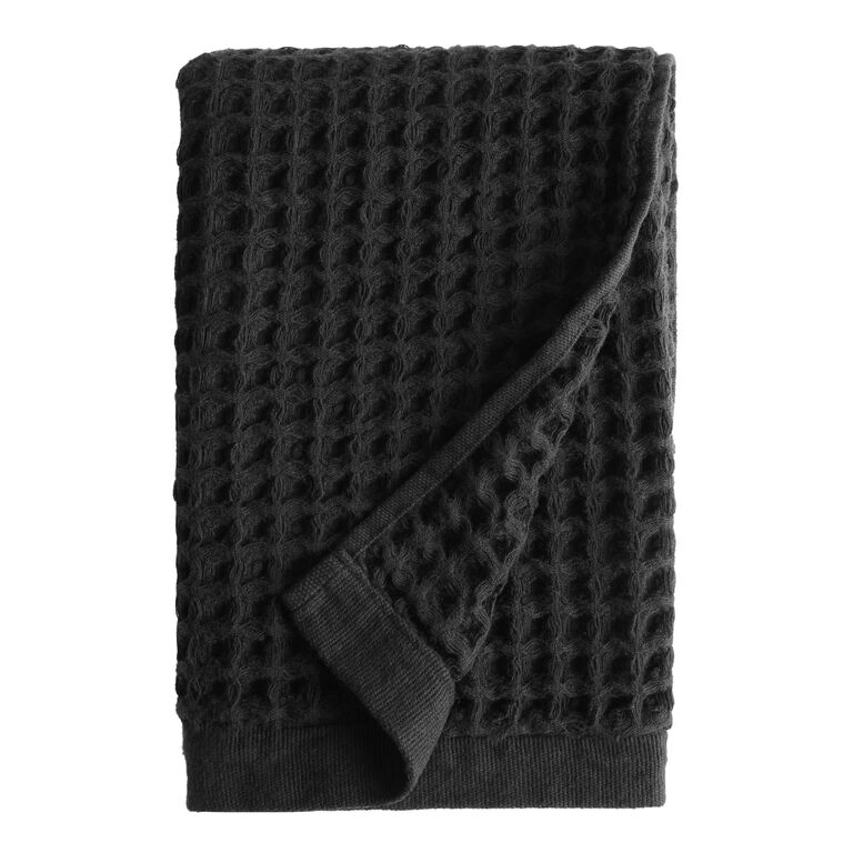 Zena Ivory and Black Diamond Honeycomb Hand Towel by World Market