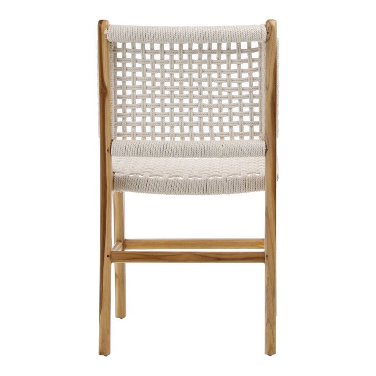 Dorado White Cotton Rope and Teak Wood Outdoor Dining Chair image number 5