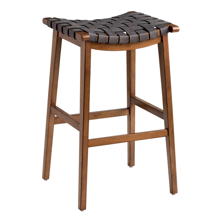Giovana Gray Faux Suede Strap Backless Barstool image number 1
