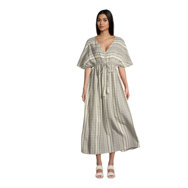 Gray And Ivory Stripe Mira Kaftan Dress - World Market