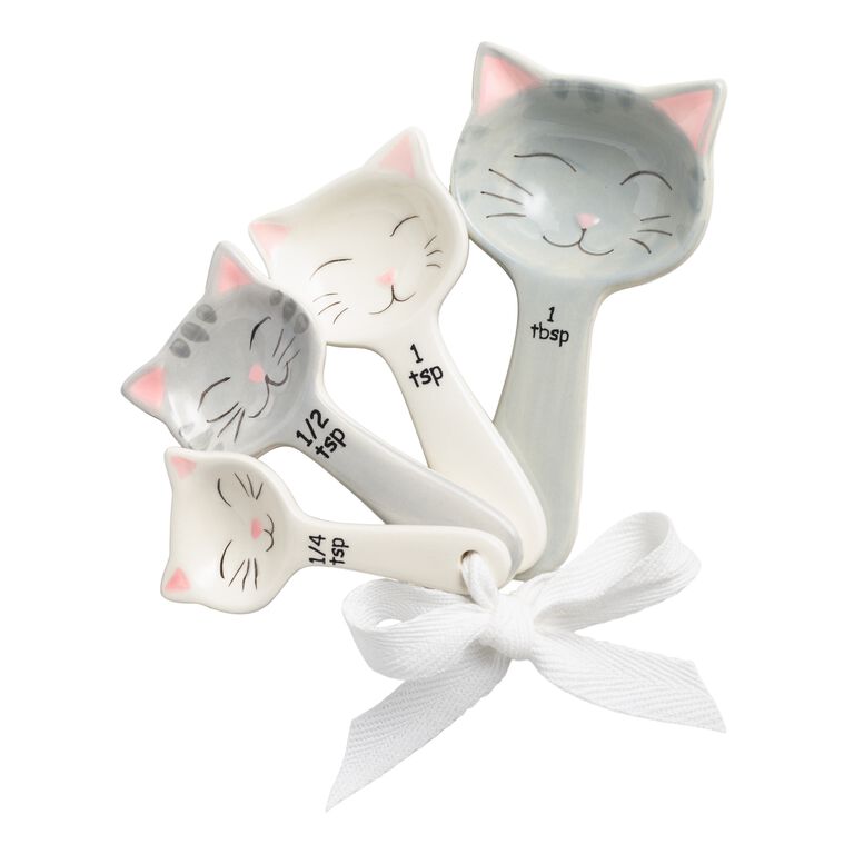 Measuring Spoons Cats Grey & White Ceramic Set of 4 – Little Red Hen