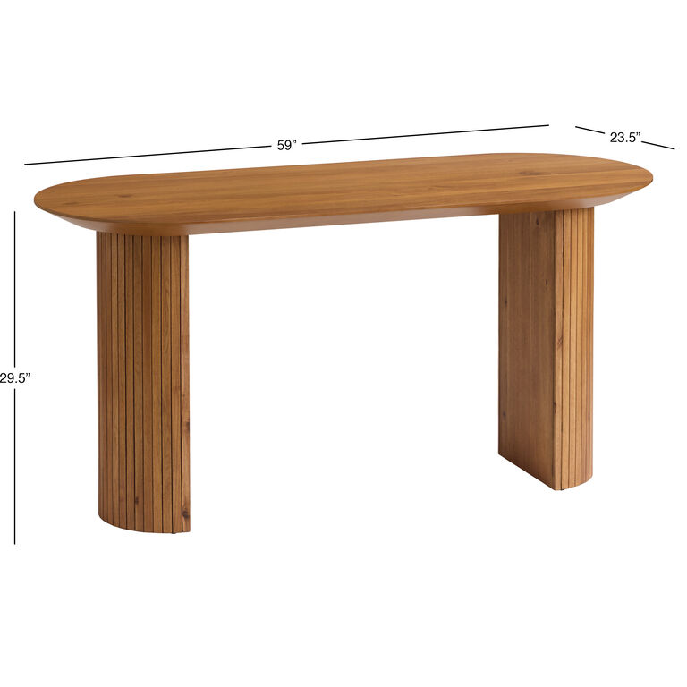 Russo Oval Fluted Wood Desk image number 4