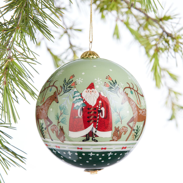 Li Bien Folkloric Santa 2023 Glass Ball Ornament image number 1