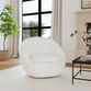 Haven White Faux Sherpa Curved Upholstered Swivel Chair image number 1