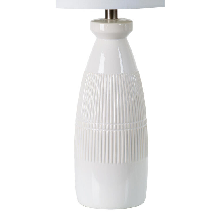 Cedric Off White Textured Ceramic LED Table Lamp image number 4