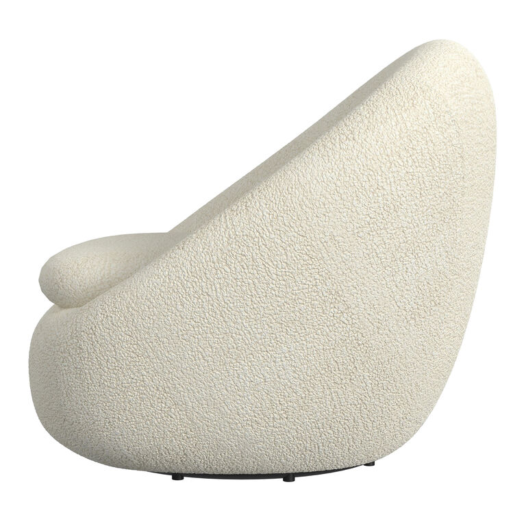 Haven White Faux Sherpa Curved Upholstered Swivel Chair image number 4