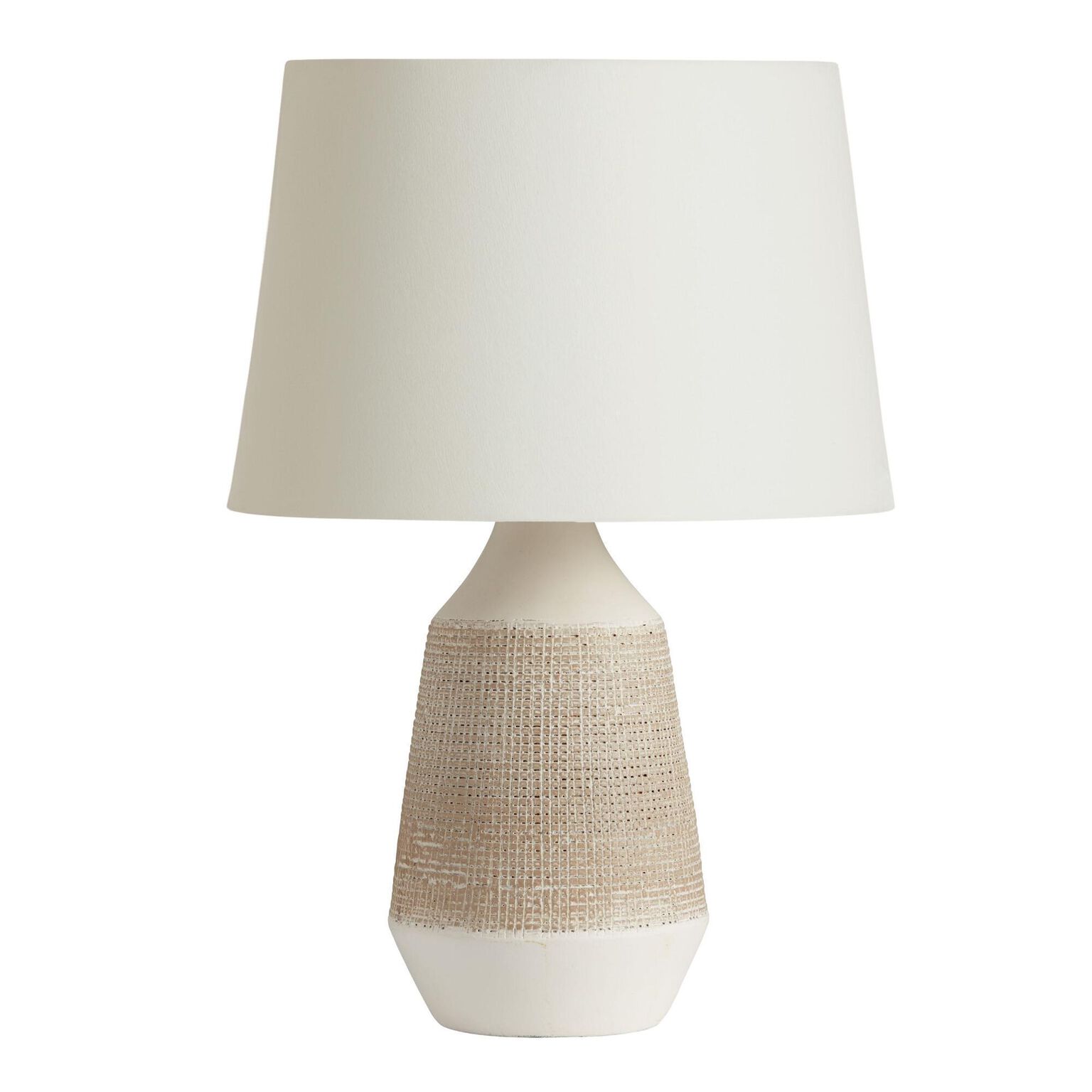 White and Gray Textured Ceramic Table Lamp Base - World Market