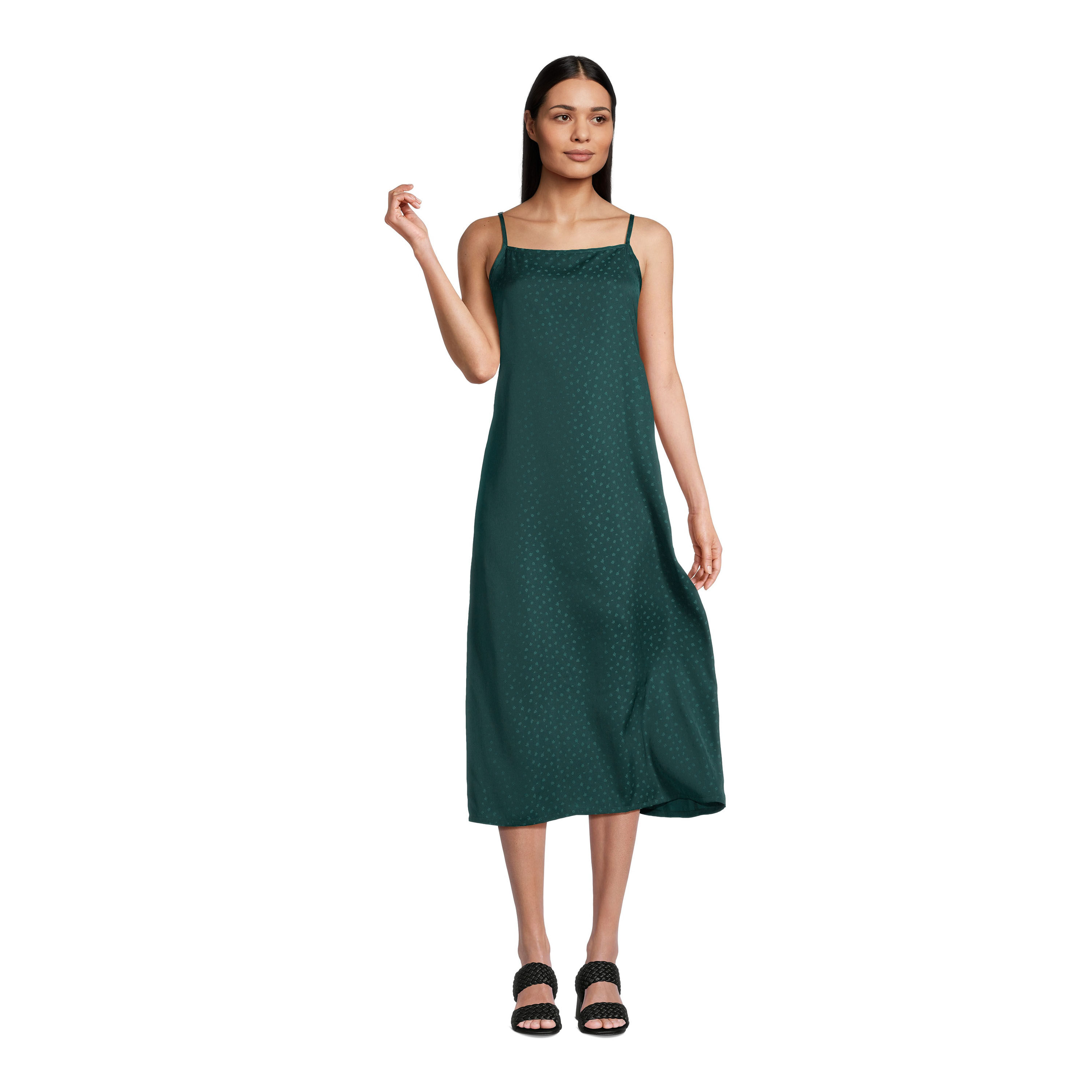 Pine Green Jacquard Floral Slip Dress - World Market