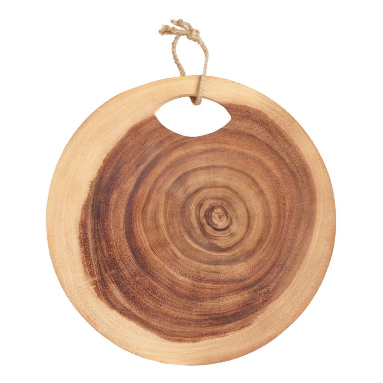 Natural Tree Wood Round Merry Christmas Serving Tray & Cutting Board