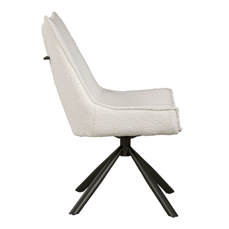 Stewart Ivory Boucle Upholstered Swivel Dining Chair image number 3