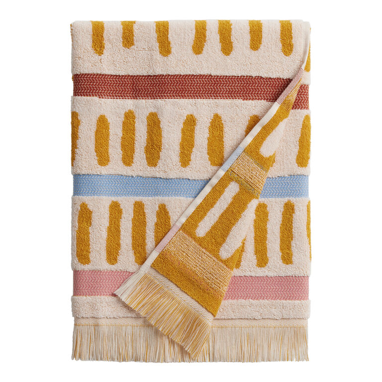Gia White and Terracotta Diamond Terry Towel Collection image number 2