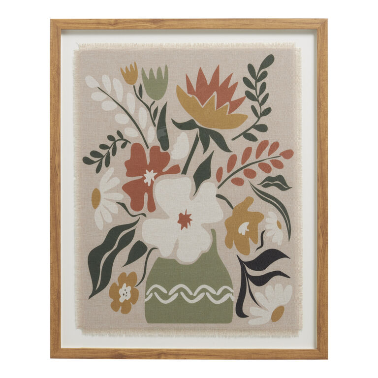 Linen Floral Vase Floating Framed Wall Art image number 1