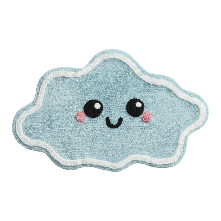 Blue Happy Cloud Shaped Bath Mat image number 1